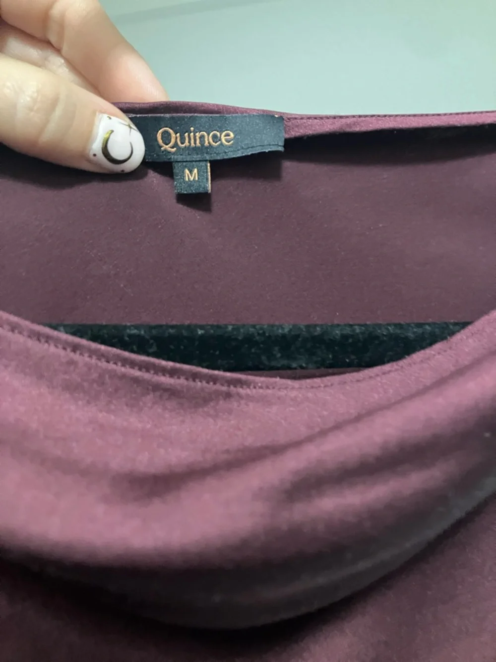 Quince 100% washable silk, long sleeve, mini dress wine, tasting medium - Picture 6 of 7